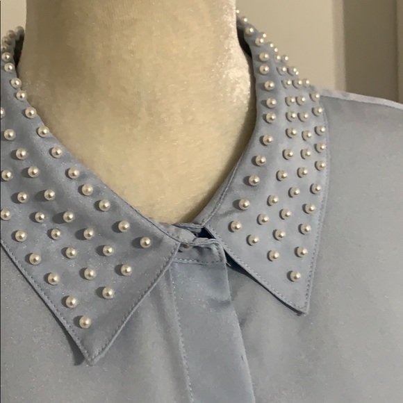 Karl Lagerfeld Paris Pearl Collar Blouse - Picture 4 of 15